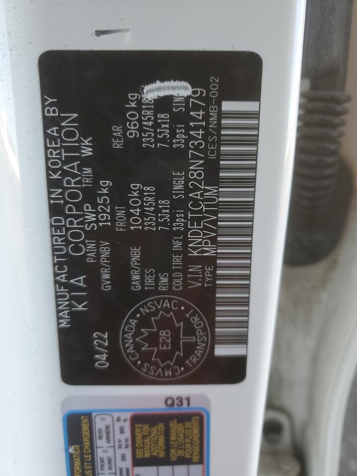 2022 KIA SELTOS SX VIN:KNDETCA28N7341479