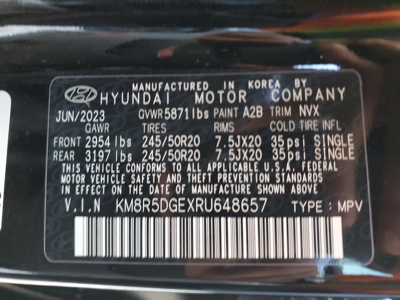 2024 HYUNDAI PALISADE LIMITED VIN:KM8R5DGEXRU648657