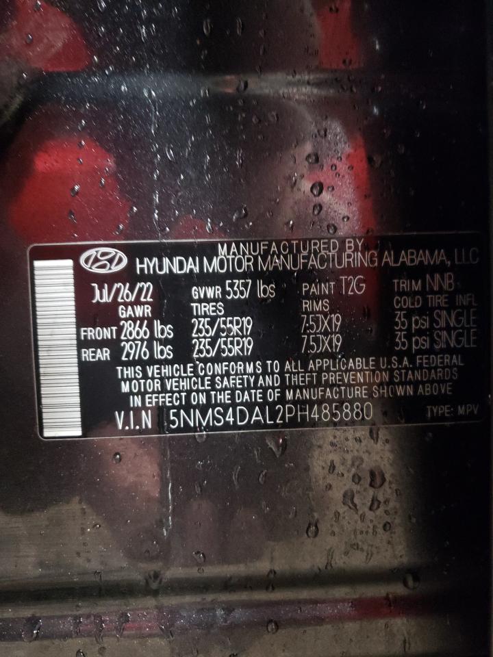 2023 HYUNDAI SANTA FE LIMITED VIN:5NMS4DAL2PH485880
