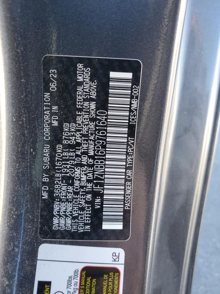 2023 TOYOTA GR 86  VIN:JF1ZNBB16P9761640