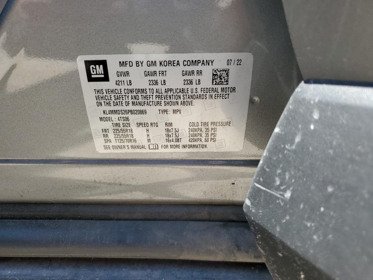 2023 BUICK ENCORE GX SELECT VIN:KL4MMDS26PB020869