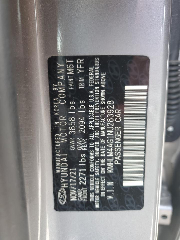 2022 HYUNDAI ELANTRA SEL VIN:KMHLM4AG1NU283928