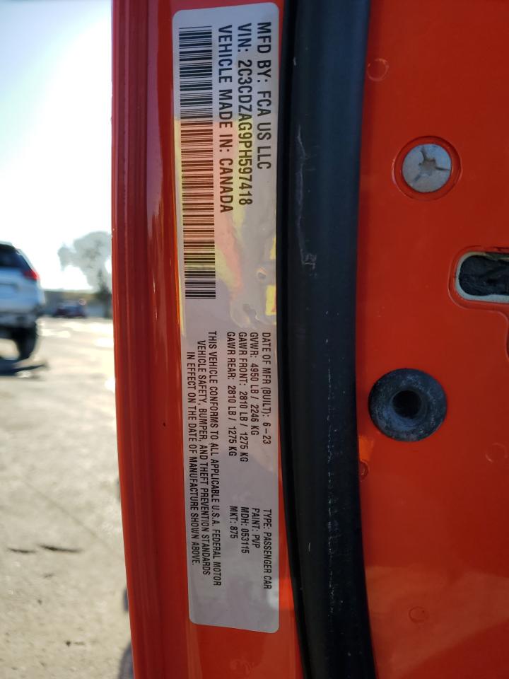 2023 DODGE CHALLENGER SXT VIN:2C3CDZAG9PH597418