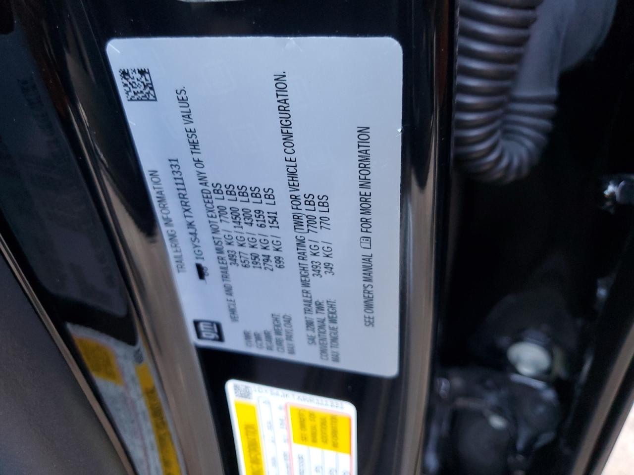 2024 CADILLAC ESCALADE ESV LUXURY VIN:1GYS4JKTXRR111331