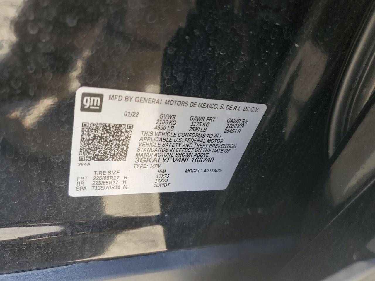 2022 GMC TERRAIN AT4 VIN:3GKALYEV4NL168740