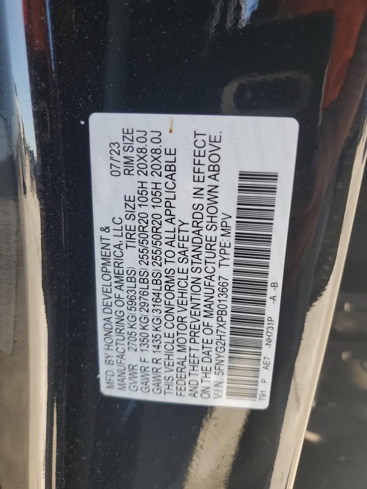 2023 HONDA PILOT TOURING VIN:5FNYG2H7XPB013667