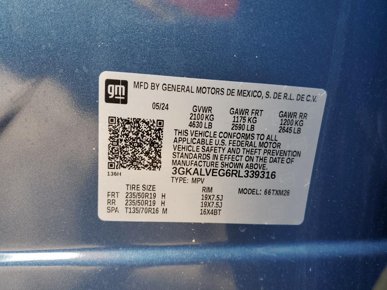 2024 GMC TERRAIN SLT VIN:3GKALVEG6RL339316