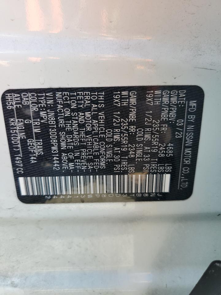 2023 NISSAN ROGUE PLATINUM VIN:JN8BT3DD8PW314442