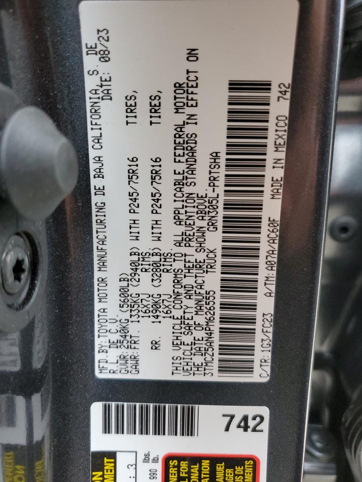 2023 TOYOTA TACOMA DOUBLE CAB VIN:3TMCZ5AN4PM626555