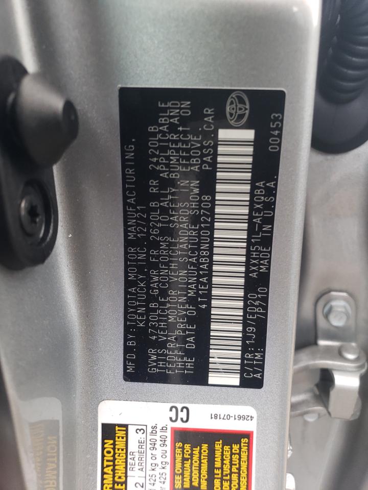 2022 TOYOTA AVALON NIGHT SHADE VIN:4T1EA1AB8NU012708