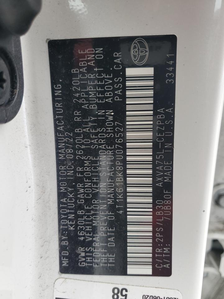 2023 TOYOTA CAMRY XSE VIN:4T1K61BK8PU076527