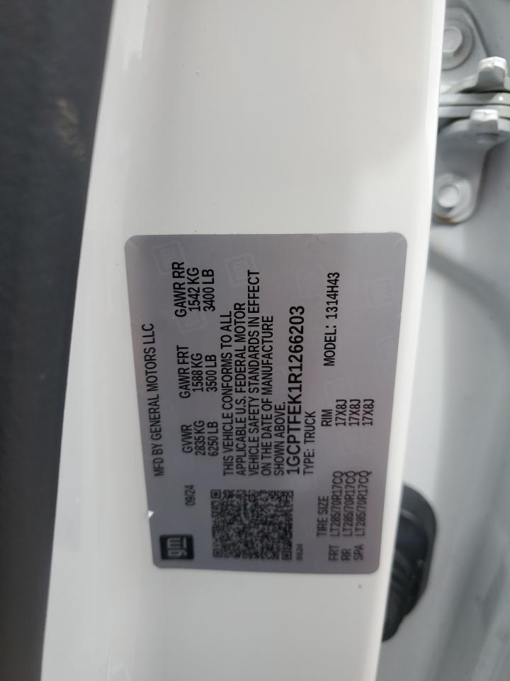 2024 CHEVROLET COLORADO ZR2 VIN:1GCPTFEK1R1266203