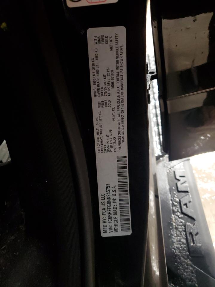 2022 RAM 1500 BIG HORN/LONE STAR VIN:1C6RRFFG0NN245757