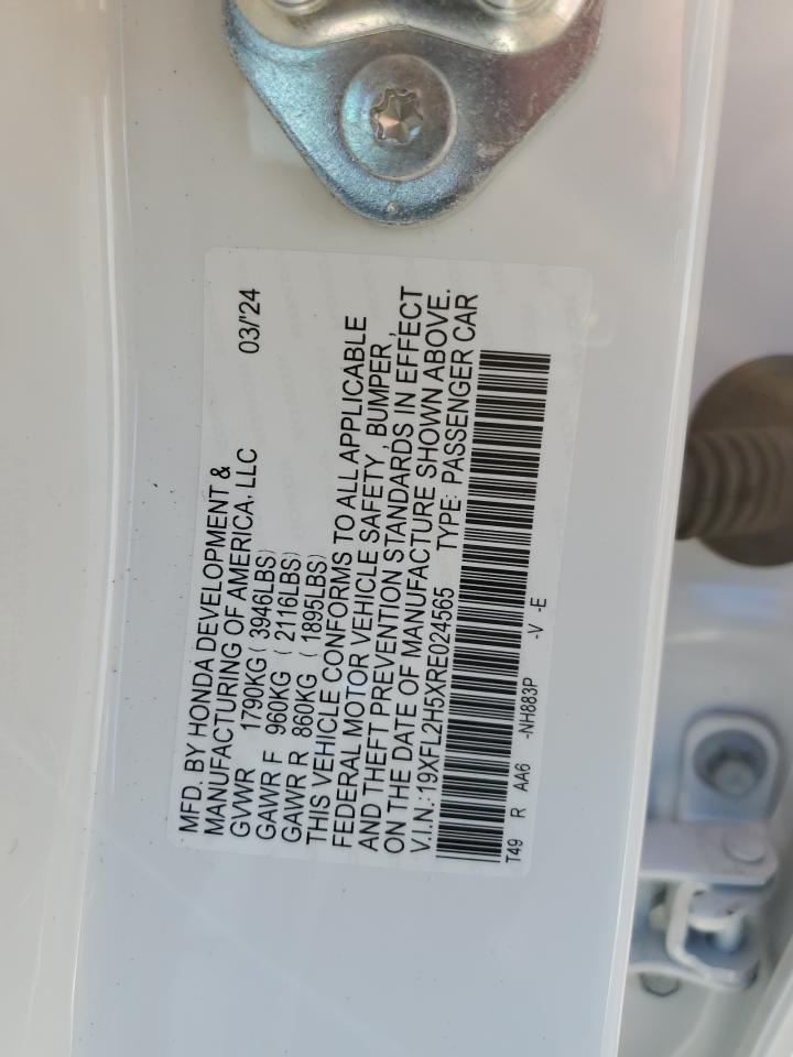 2024 HONDA CIVIC LX VIN:19XFL2H5XRE024565