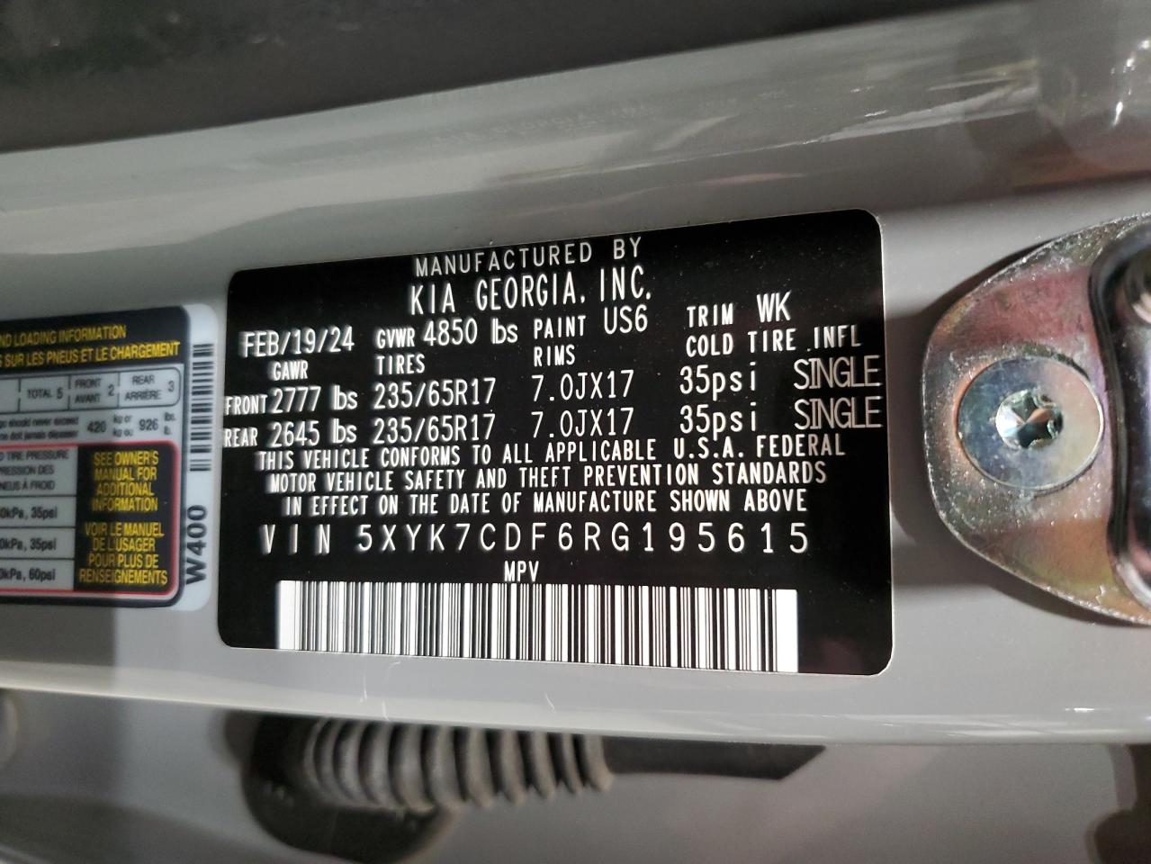2024 KIA SPORTAGE X-PRO VIN:5XYK7CDF6RG195615