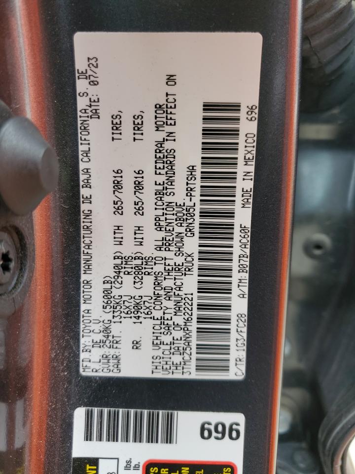 2023 TOYOTA TACOMA DOUBLE CAB VIN:3TMCZ5ANXPM622221