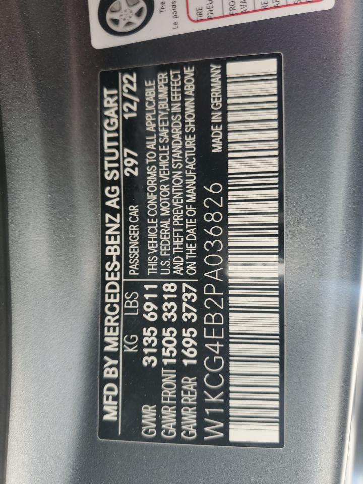 2023 MERCEDES-BENZ EQS SEDAN 580 4MATIC VIN:W1KCG4EB2PA036826