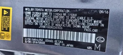2016 Lexus ES 350 JTHBK1GG0H2247836 VIN:JTHBK1GG0H2247836