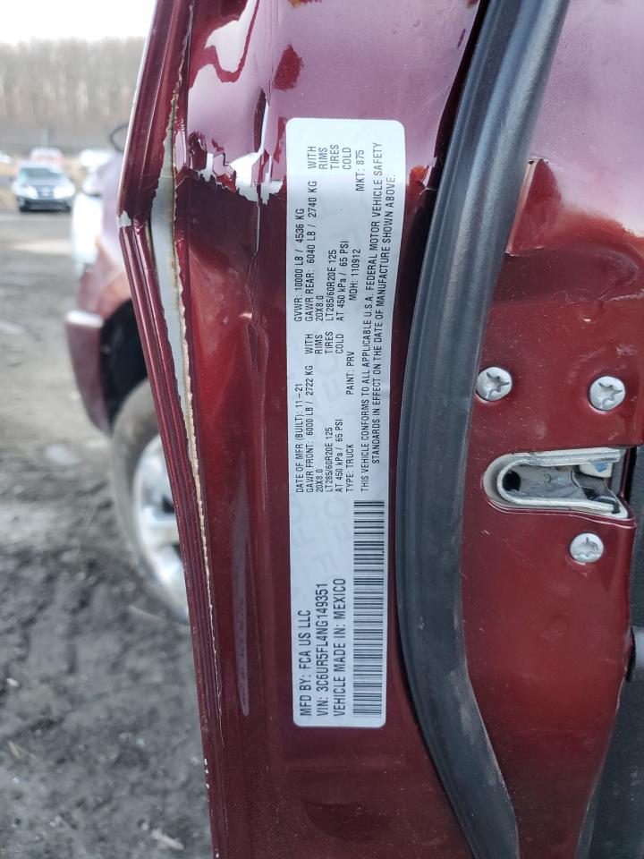 2022 RAM 2500 LARAMIE VIN:3C6UR5FL4NG149351