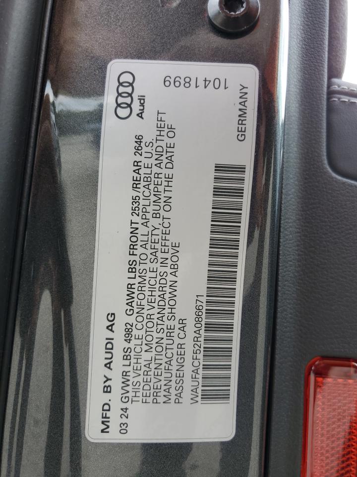 2024 AUDI A5 PREMIUM PLUS 45 VIN:WAUFACF52RA086671