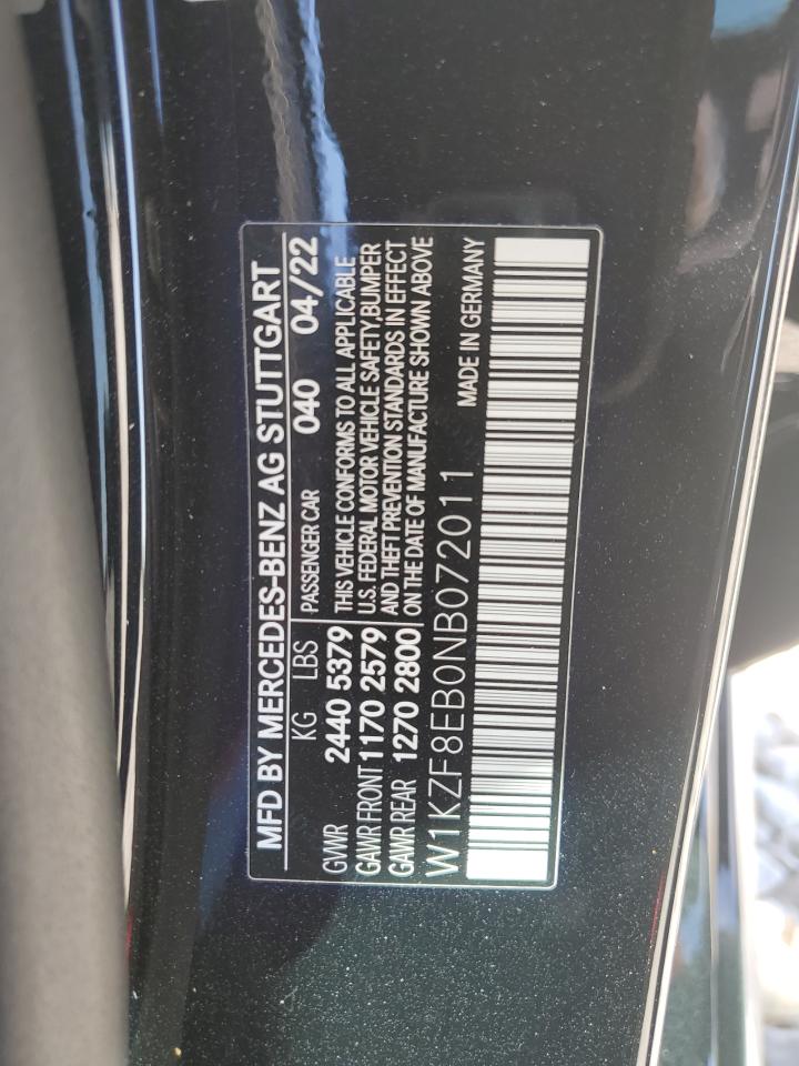 2022 MERCEDES-BENZ E 350 4MATIC VIN:W1KZF8EB0NB072011