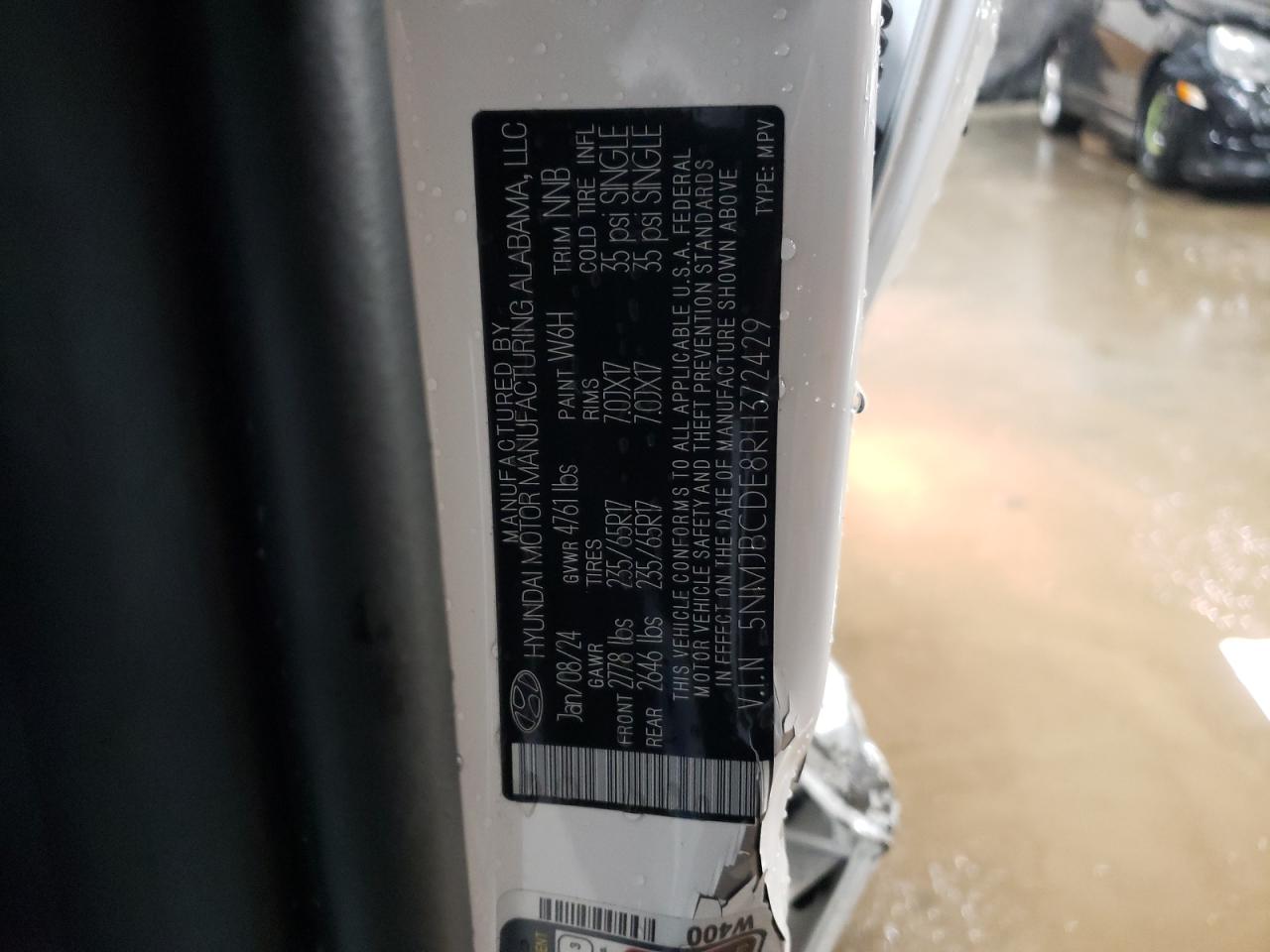 2024 HYUNDAI TUCSON SEL VIN:5NMJBCDE8RH372429