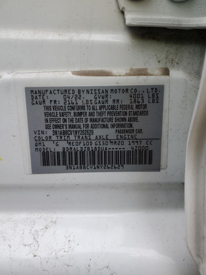 2022 NISSAN SENTRA SV VIN:3N1AB8CV1NY262629