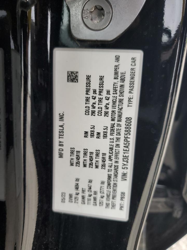 2023 TESLA MODEL 3  VIN:5YJ3E1EA5PF588608