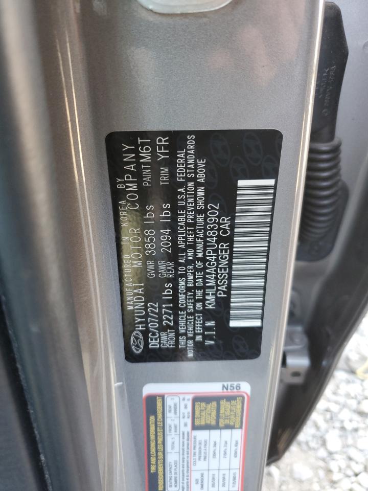 2023 HYUNDAI ELANTRA SEL VIN:KMHLM4AG4PU483902