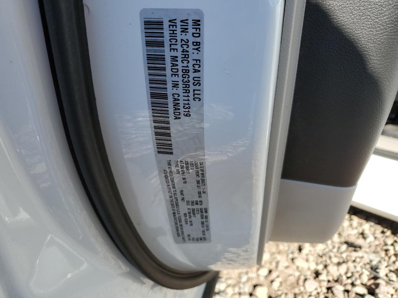 2024 CHRYSLER PACIFICA TOURING L VIN:2C4RC1BG3RR111319