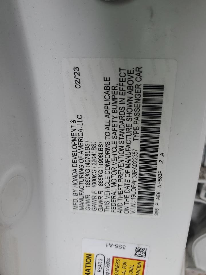 2023 ACURA INTEGRA A-SPEC VIN:19UDE4H38PA022357