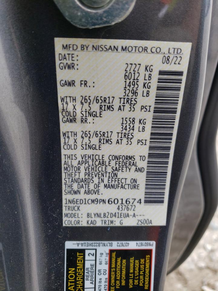 2023 NISSAN FRONTIER S VIN:1N6ED1CM9PN601674