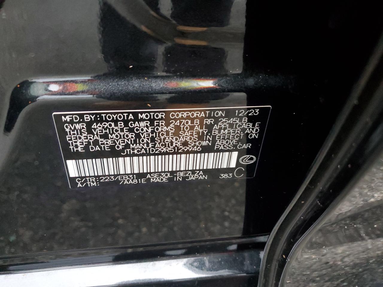 2024 LEXUS IS 300 VIN:JTHCA1D29R5129946