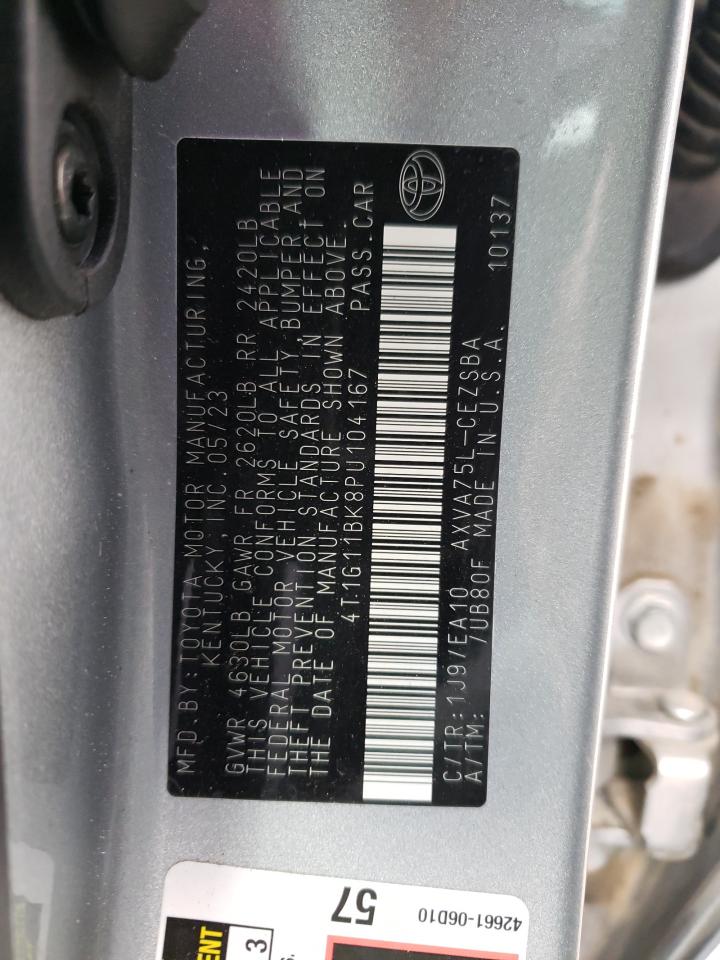 2023 TOYOTA CAMRY SE NIGHT SHADE VIN:4T1G11BK8PU104167