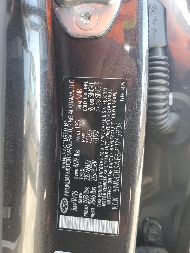 2023 HYUNDAI TUCSON SEL VIN:5NMJB3AE6PH285906