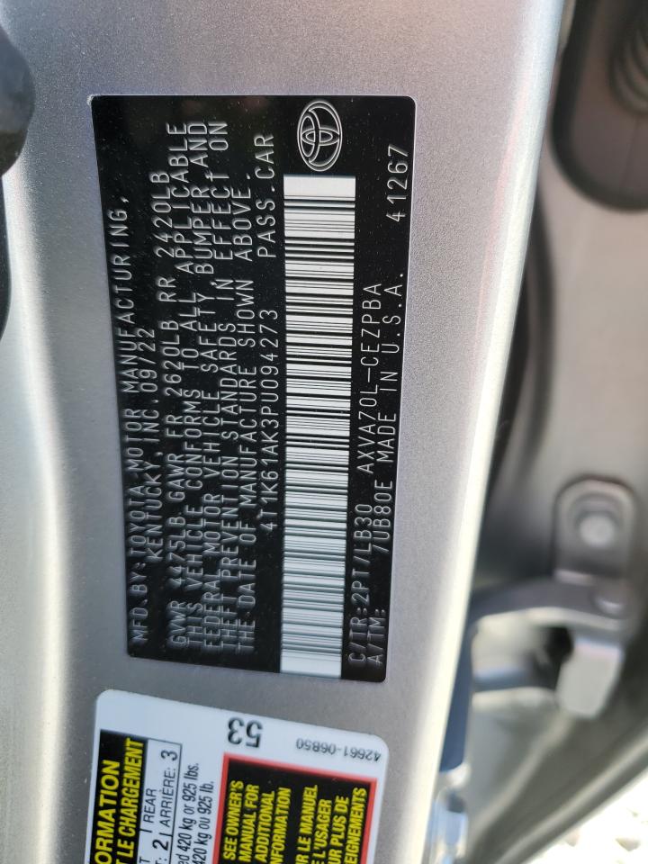 2023 TOYOTA CAMRY XSE VIN:4T1K61AK3PU094273