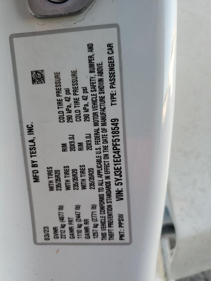 2023 TESLA MODEL 3  VIN:5YJ3E1EC4PF518549