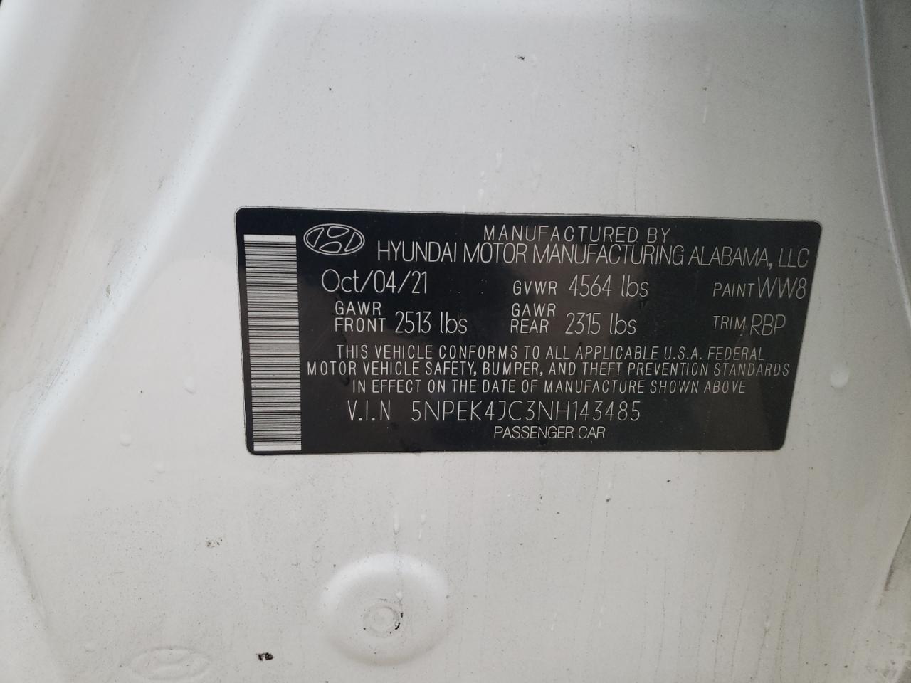 2022 HYUNDAI SONATA N LINE VIN:5NPEK4JC3NH143485