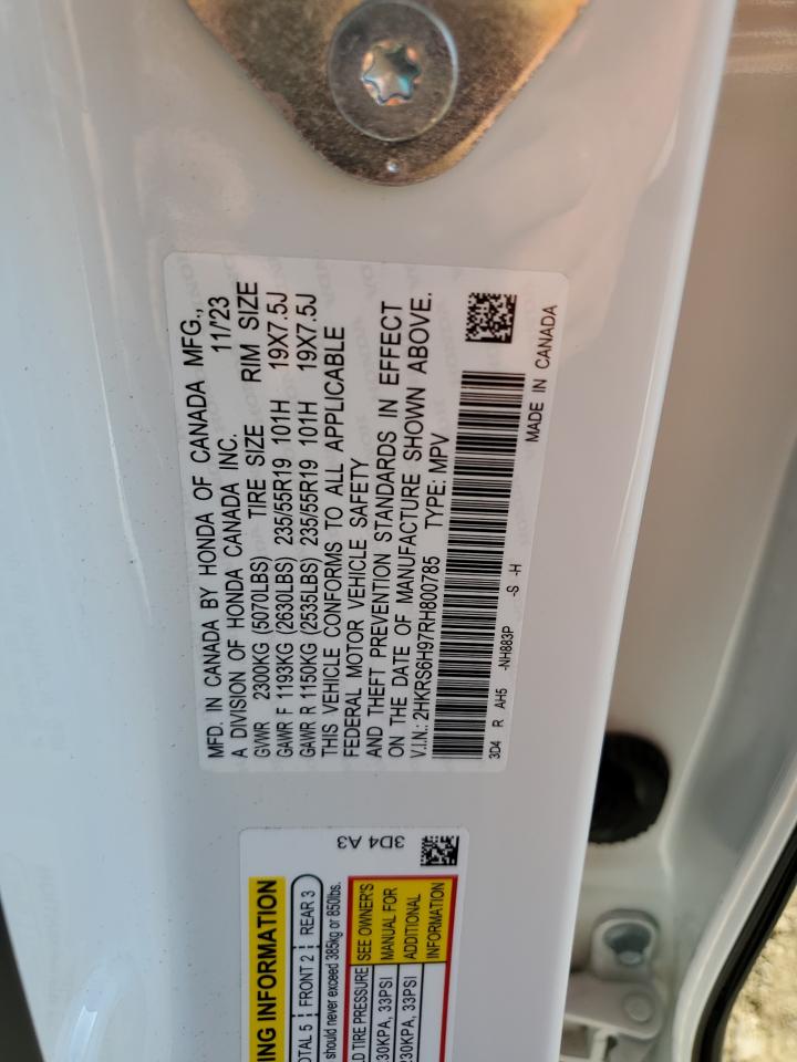 2024 HONDA CR-V SPORT TOURING VIN:2HKRS6H97RH800785