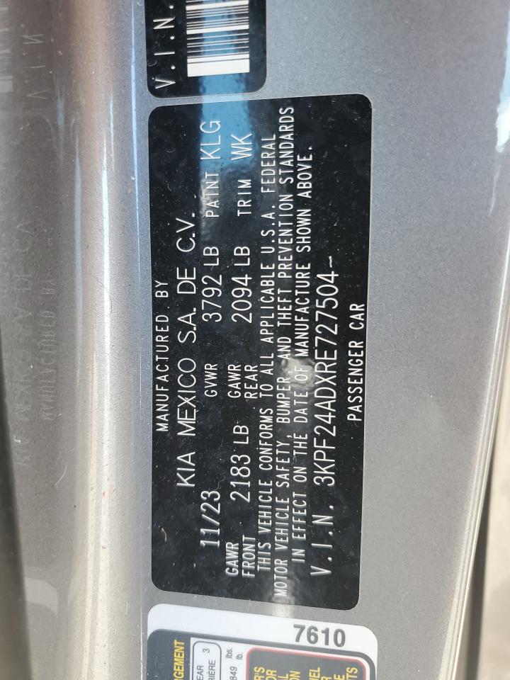 2024 KIA FORTE LX VIN:3KPF24ADXRE727504