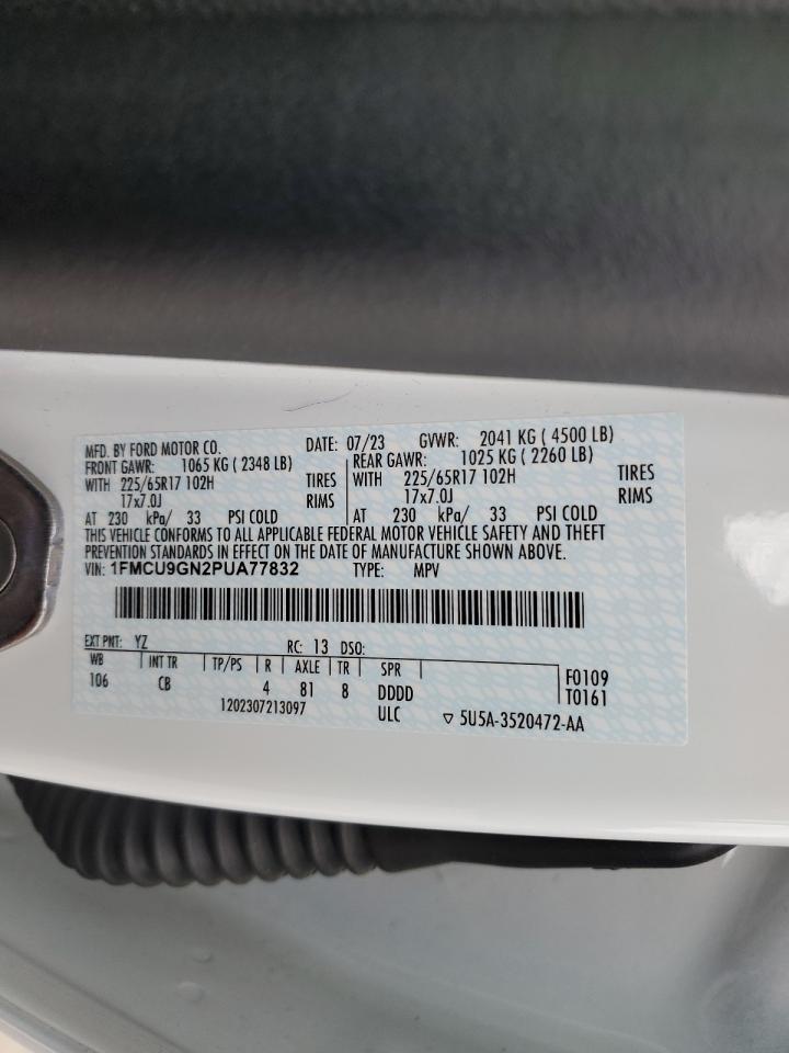 2023 FORD ESCAPE ACTIVE VIN:1FMCU9GN2PUA77832