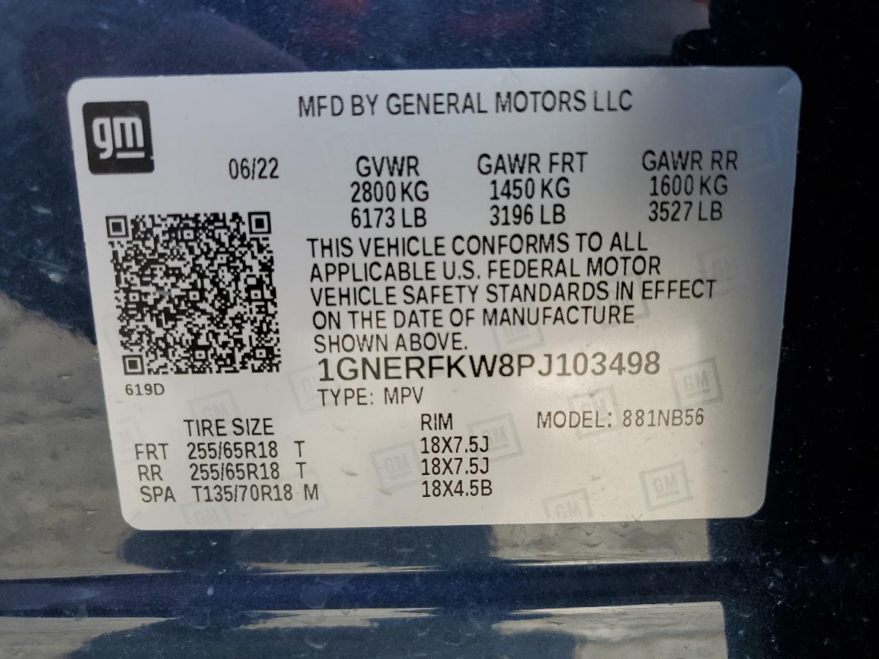 2023 CHEVROLET TRAVERSE LS VIN:1GNERFKW8PJ103498