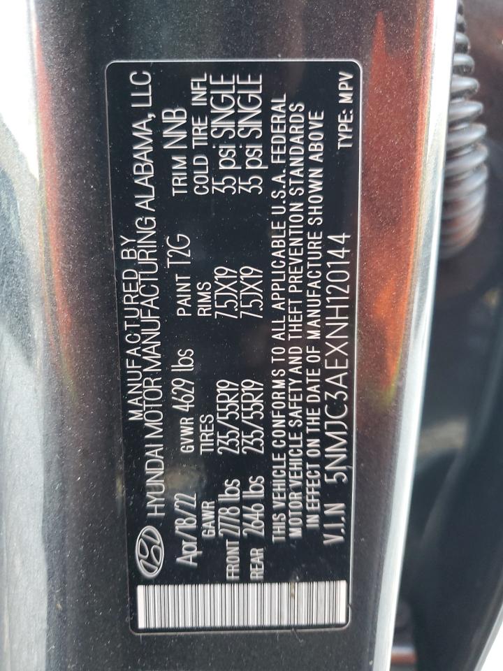 2022 HYUNDAI TUCSON SEL VIN:5NMJC3AEXNH120144