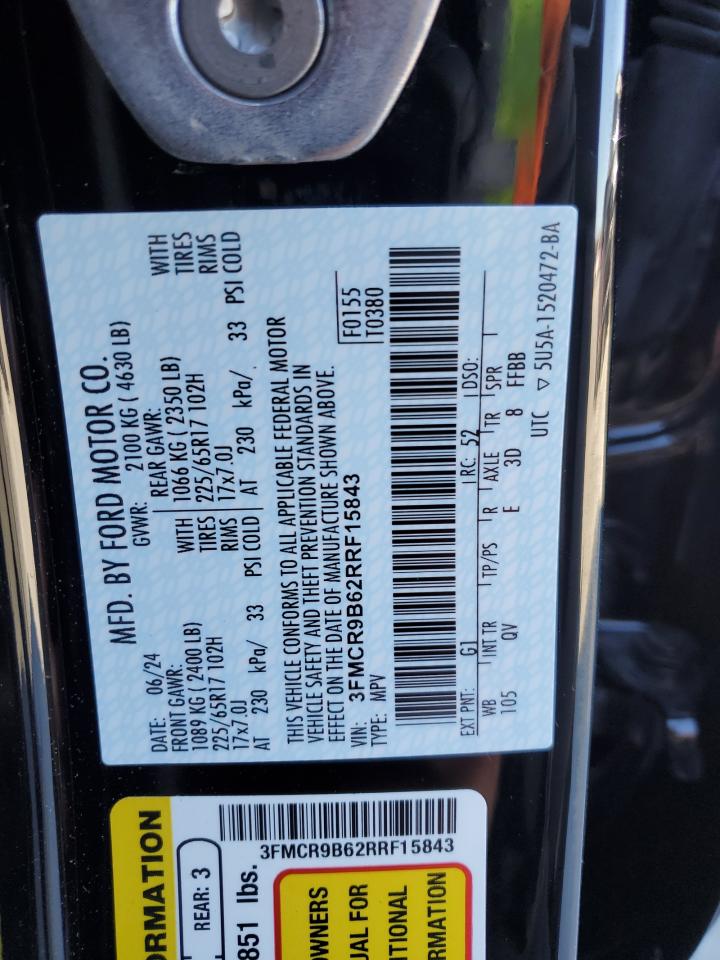 2024 FORD BRONCO SPORT BIG BEND VIN:3FMCR9B62RRF15843