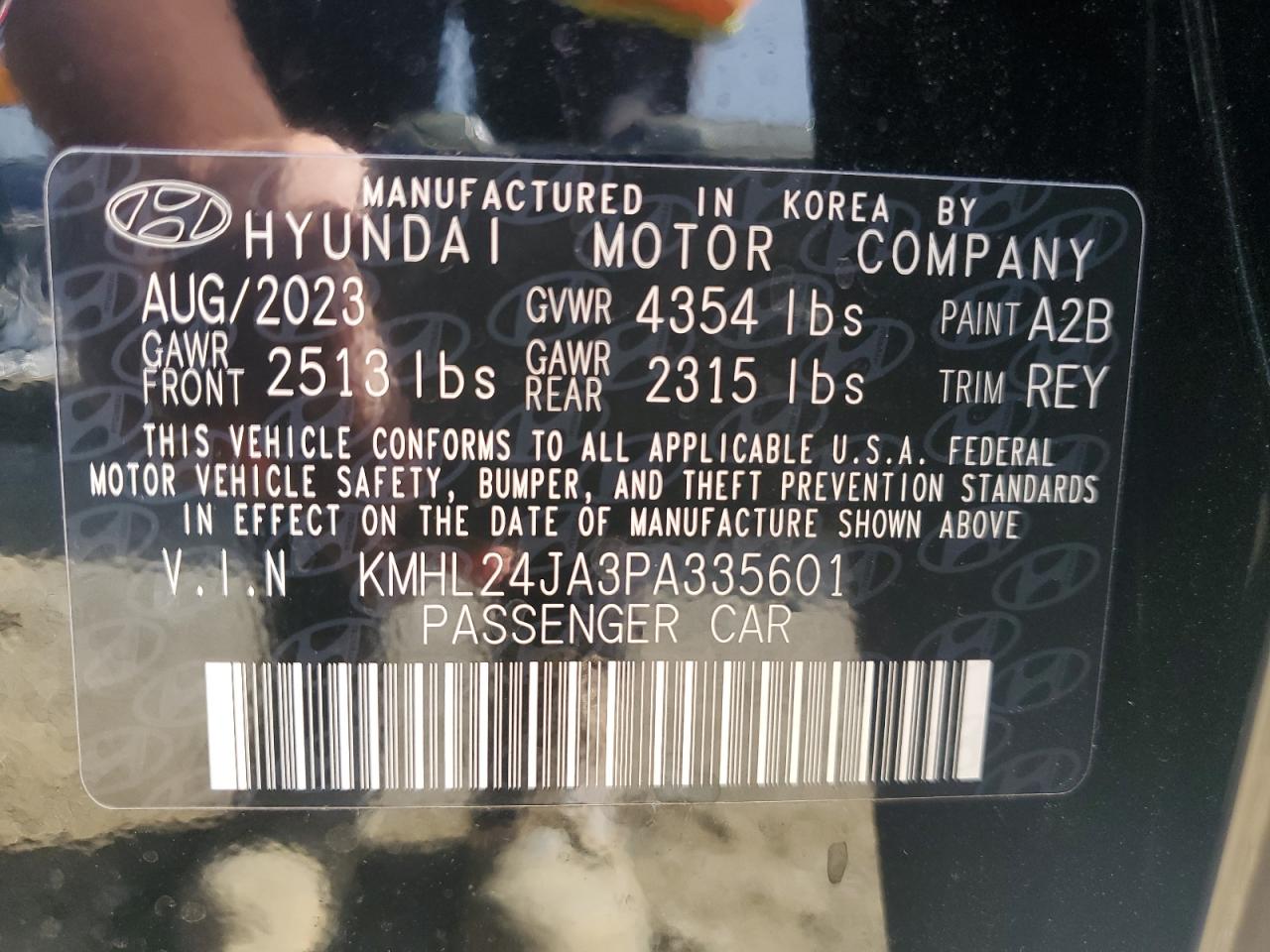 2023 HYUNDAI SONATA SE VIN:KMHL24JA3PA335601