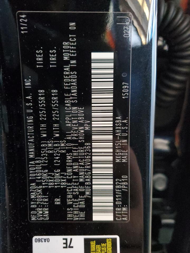 2024 TOYOTA COROLLA CROSS SE VIN:7MUFBABG7RV062368