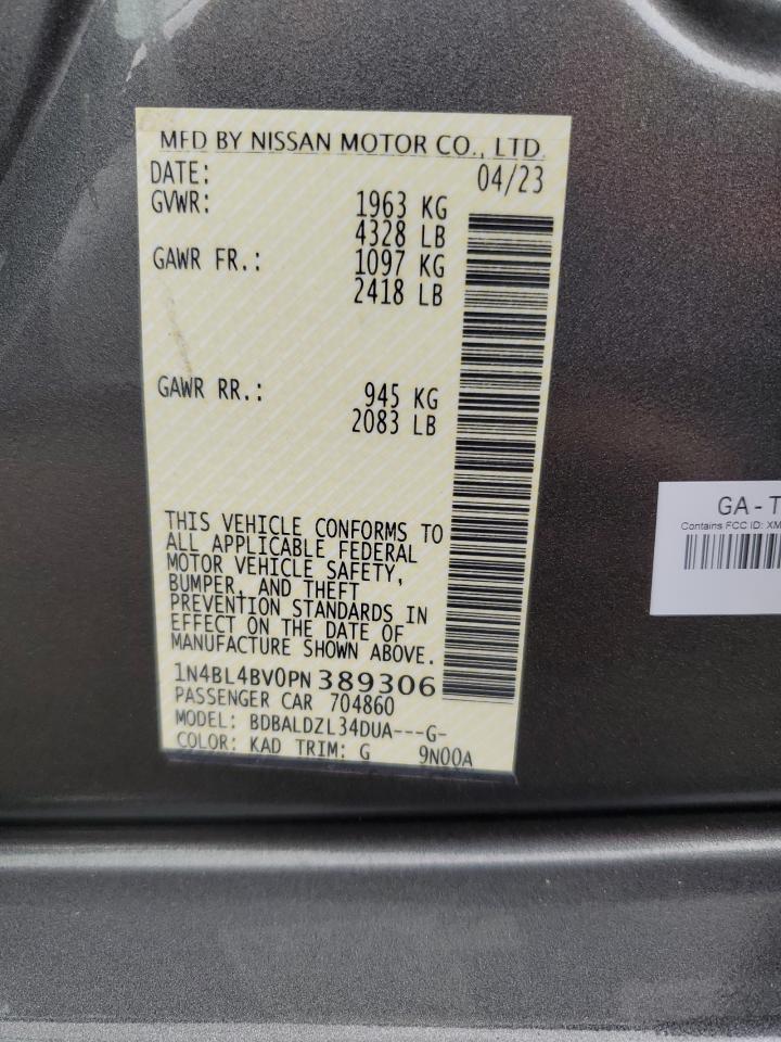2023 NISSAN ALTIMA S VIN:1N4BL4BV0PN389306
