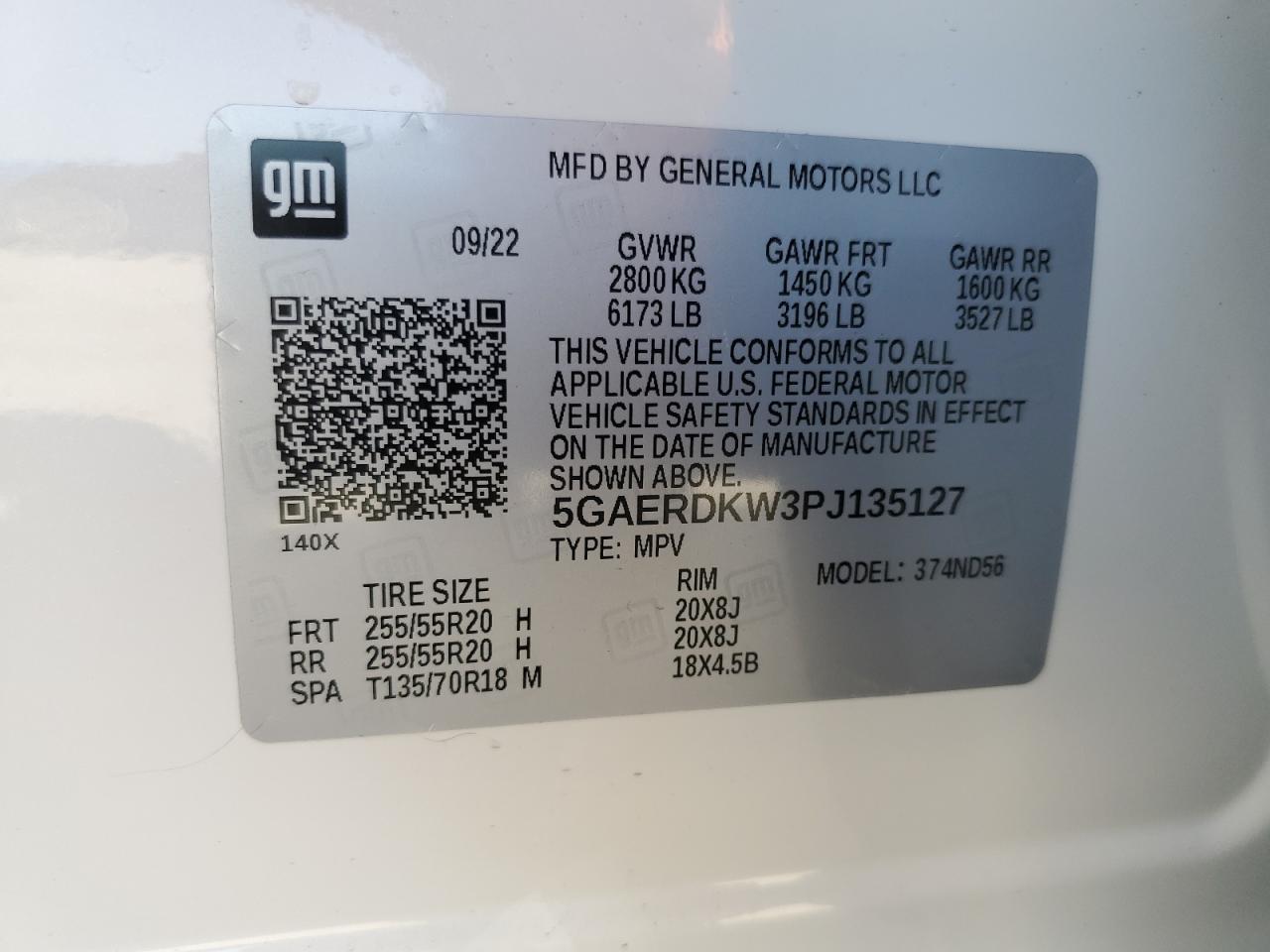 2023 BUICK ENCLAVE AVENIR VIN:5GAERDKW3PJ135127