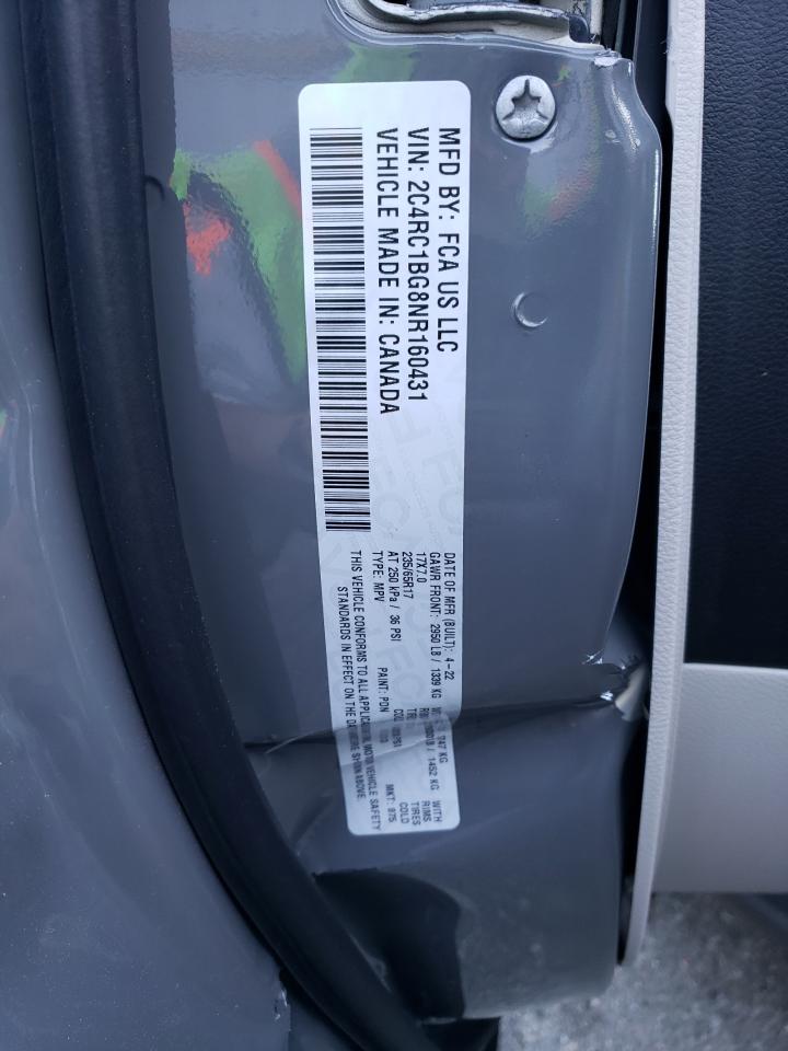2022 CHRYSLER PACIFICA TOURING L VIN:2C4RC1BG8NR160431
