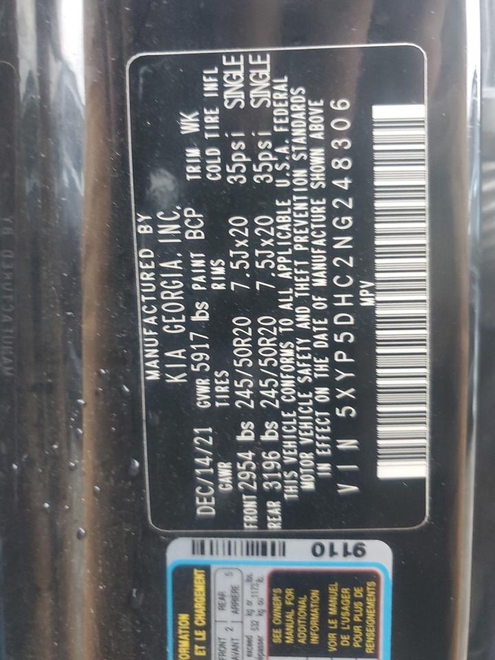 2022 KIA TELLURIDE SX VIN:5XYP5DHC2NG248306